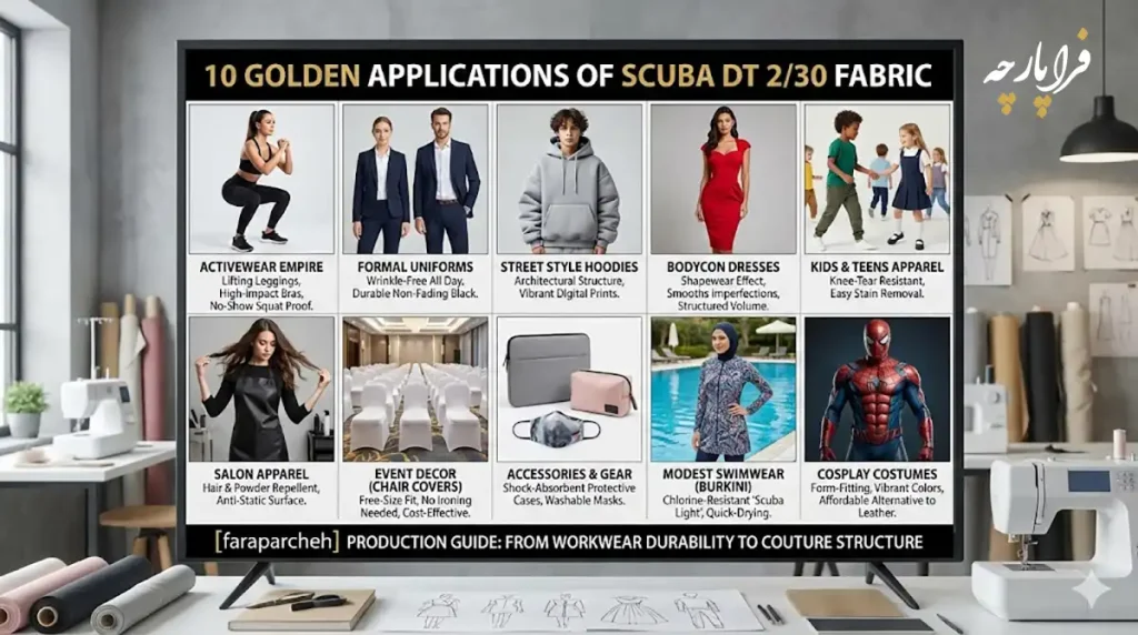 ۱۰ کاربرد طلایی غواصی DT 2/30؛ از لگ ورزشی تا مانتو اداری، فراپارچه