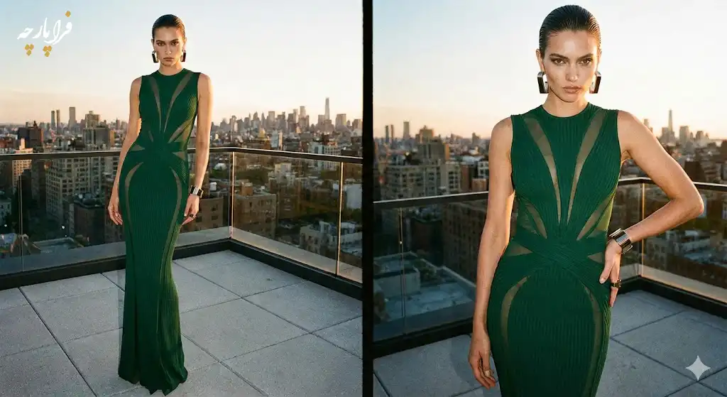 عکس جدید با موضوع و جزئیات لباس مجلسی فرم‌دهنده (Bodycon Dresses) طراحی کن، فراپارچه